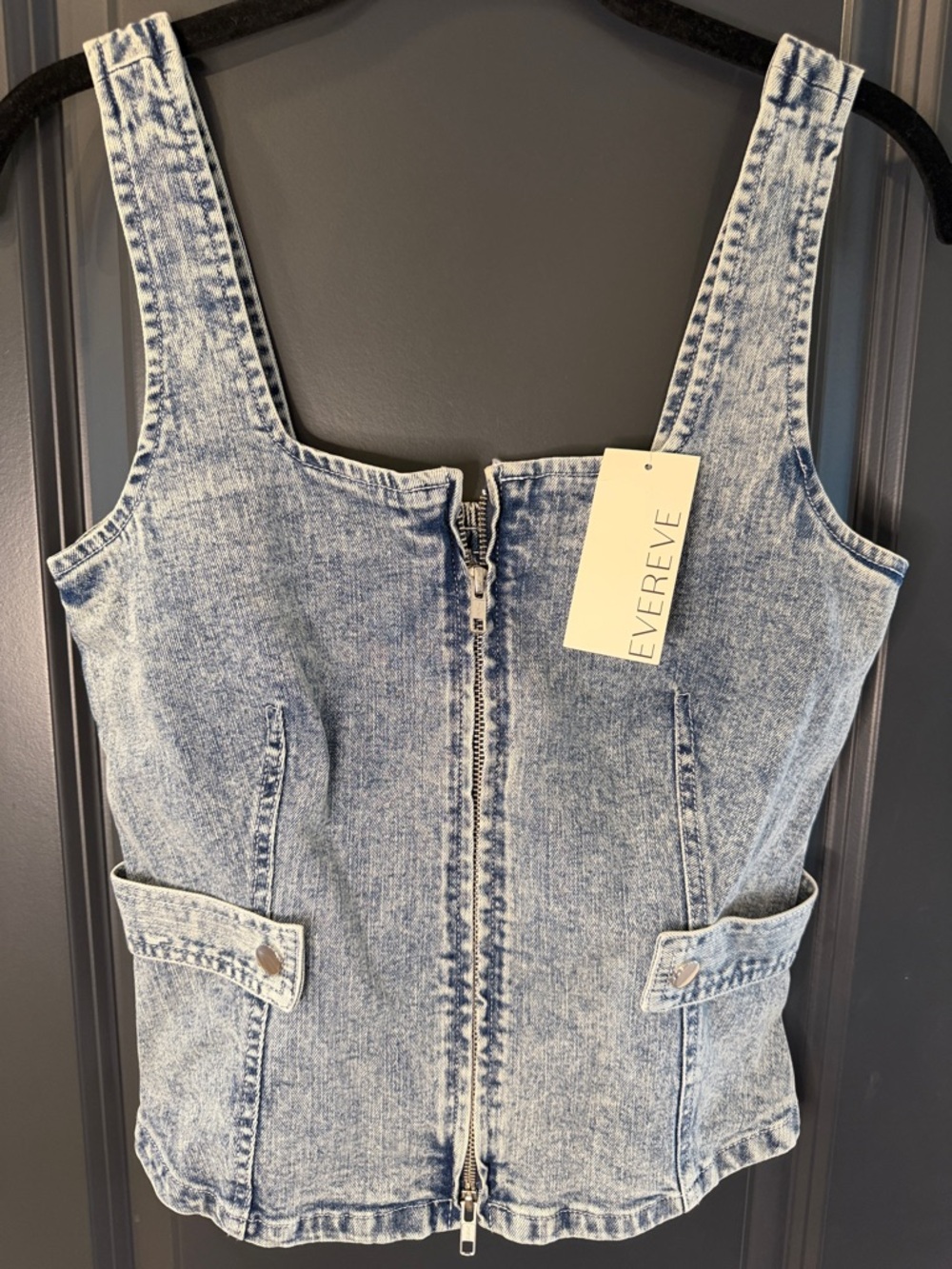 Evereve Light Denim Corset Tank in Denim Blue